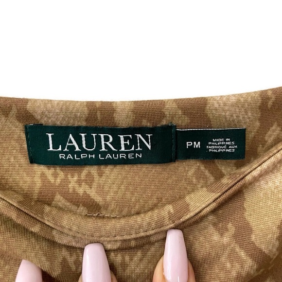 RALPH LAUREN BROWN ANIMAL PRINT SHIFT DRESS SZ PM - Picture 3 of 5